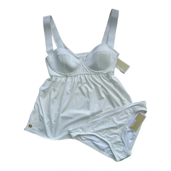 NEW! MICHAEL Michael Kors Women's Baby Doll Tankini Top & Bottom Solid Size: M - Picture 3 of 13
